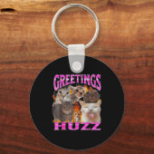 Greetings Huzz Funny Cat Meme Bootleg Graphic Men  Schlüsselanhänger (Vorderseite)