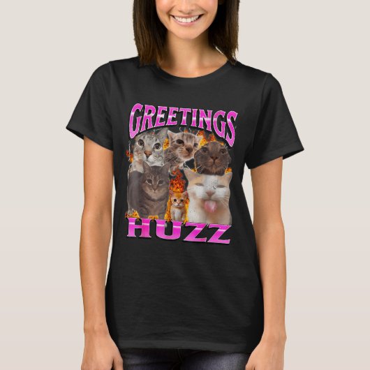 Greetings Huzz Funny Cat Meme Bootleg Graphic Men  T-Shirt (Vorderseite)