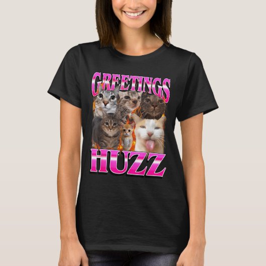 Greetings Huzz Funny Cat Meme Bootleg Graphic Men T-Shirt (Vorderseite)