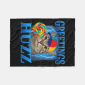 Greetings Huzz Funny Cat Meme Design For Men Women Fleecedecke (Vorderseite (Horizontal))