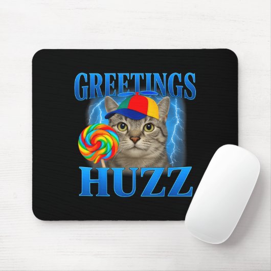 Greetings Huzz Funny Cat Meme Design For Men Women Mousepad (Mit Mouse)