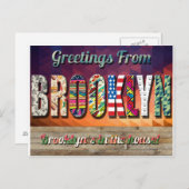 GREETINGS VON BROOKLYN POSTCARD! POSTKARTE (Vorne/Hinten)