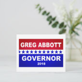 Greg Abbott Texas Governor 2018 Postkarte (Stehend Vorderseite)