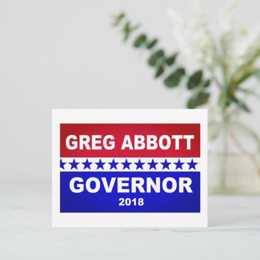 Greg Abbott Texas Governor 2018 Postkarte (Stehend Vorderseite)