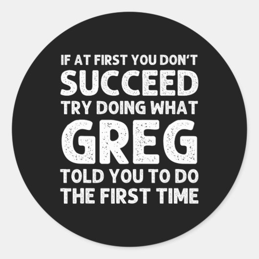 GREG Geschenkname Personalisiert Geburtstag Spaß W Runder Aufkleber (Vorderseite)