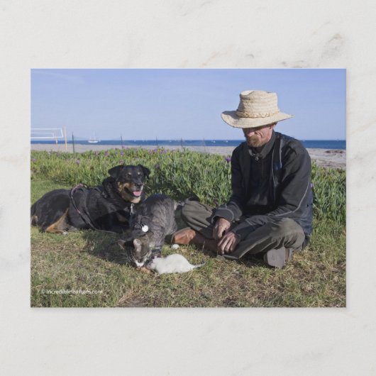 Greg Pike mit Booger, Kitty und Mousey Postkarte (Vorderseite)