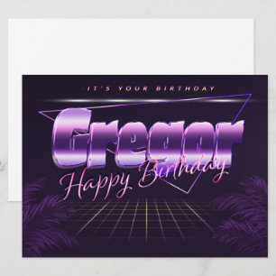 Gregor Name Vorname lila retro Karte Geburtstag