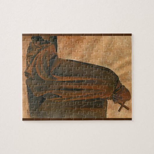 Gregorianische Mönche im Gebet mit gehobenem Casso Puzzle (Horizontal)