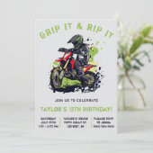 Greif es und rippe es! Motocross, Dirt Bike Geburt Einladung (Stehend Vorderseite)