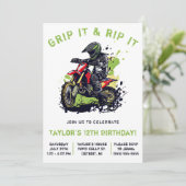 Greif es und rippe es! Motocross, Dirt Bike Geburt Einladung (Stehend Vorderseite)