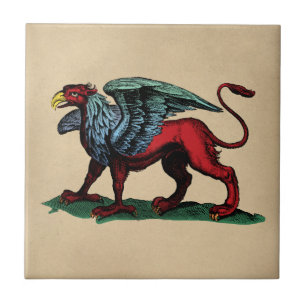 Greif Illustration im Vintage-Stil Fliese