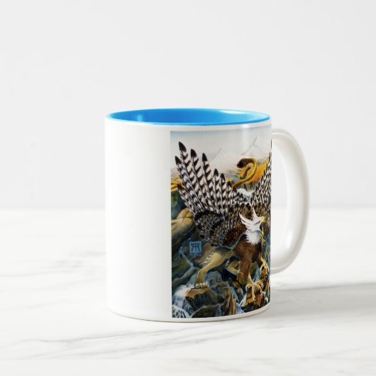 Greif im Wasserfall Zweifarbige Tasse (VorderseiteRechts)