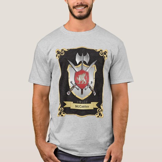 Greif-Kampf-Wappen-Schwarzes T-Shirt (Vorderseite)