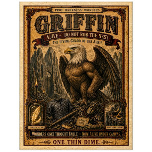 Greif, Vintage Zirkus Monster Postkarte