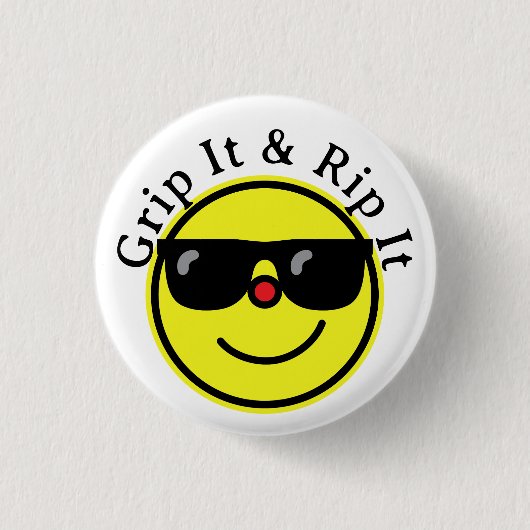 Greife es und rippe es gelb-gelb-glückliche Brille Button (Vorderseite)