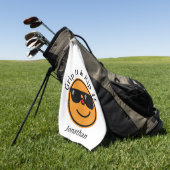Greife es und rippe es Orange Happy Face Sonnenbri Golfhandtuch (Gras)