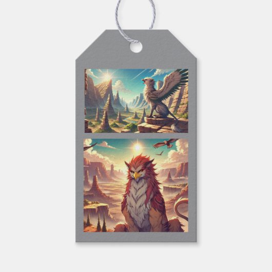 Greifen, Drachen und desolate Landschaften Geschenkanhänger (Vorderseite)