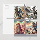 Greifen, Drachen und desolate Landschaften Postkarte (Vorne/Hinten)