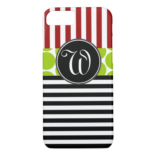 GREIFEND ROTE GRÜNE BLACK STRIPEN PATTERN Case-Mate iPhone HÜLLE (Rückseite)