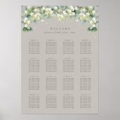 Greige 20x28" 16 Tische von 8 Seating Chart Poster (Vorne)