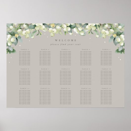 Greige 28x20" 15 Tische mit 10 Sitzen Chart Poster (Vorne)
