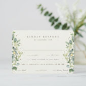 Greige/Cream Snowberry+Eucalyptus Ewedding RSVP Karte (Stehend Vorderseite)