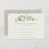 Greige/Cream Snowberry+Eucalyptus Stem Wedding RSVP Karte (Vorne/Hinten)