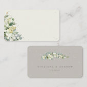 Greige/Cream Snowberry+Eucalyptus Winter Wedding Platzkarte (Vorne/Hinten)