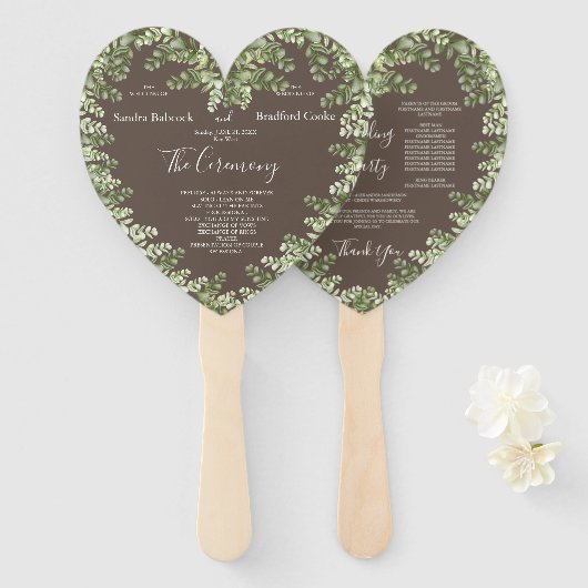 Greige Eukalyptus Herbst Herbst Gestalt Fächer (Vorne und Hinten)