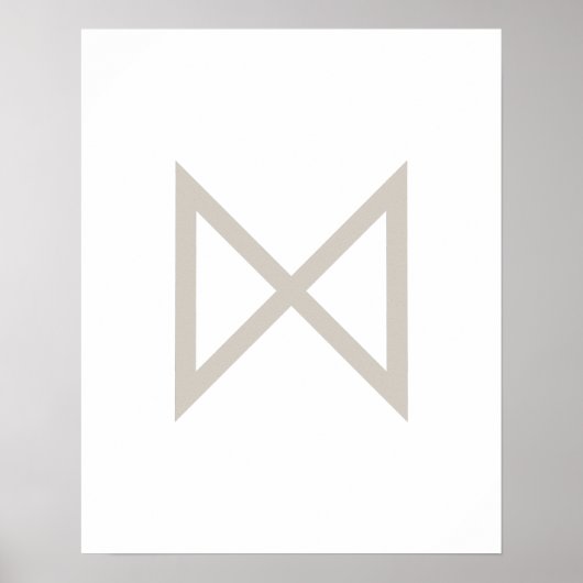 Greige Geometric Dagaz (Day) Viking Rune Poster (Vorne)