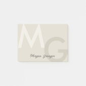 Greige Minimal Clean Modern Large Monogram Post-it Klebezettel (Vorderseite)