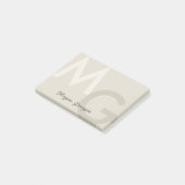 Greige Minimal Clean Modern Large Monogram Post-it Klebezettel (angewinkelt)