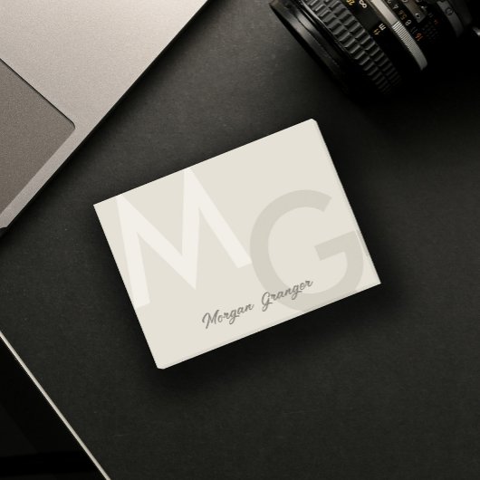 Greige Minimal Clean Modern Large Monogram Post-it Klebezettel