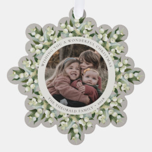 Greige/Neutrales Snowberry+Greenery Weihnachtspapi Ornament Karte