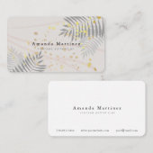 Greige Palm Tree Blätter Carved Lines Business Car Visitenkarte (Vorne/Hinten)