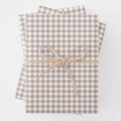 Greige Putty Gray Gingham Karo Pattern Geschenkpapier Set (Beispiel)