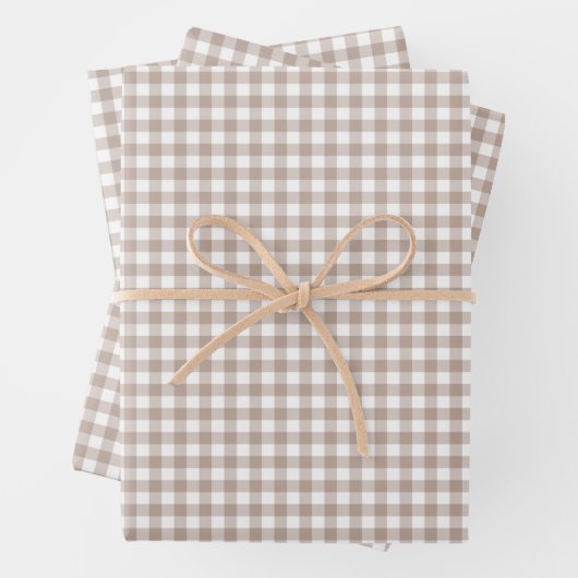 Greige Putty Gray Gingham Karo Pattern Geschenkpapier Set (Beispiel)