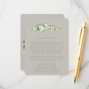 Greige Schneebeere + Eukalyptus Hochzeitsanleitung Begleitkarte