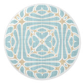 Greige Seafoam Green Taupe Brown Ethnic Stamm Art Keramikknauf (Vorderseite)