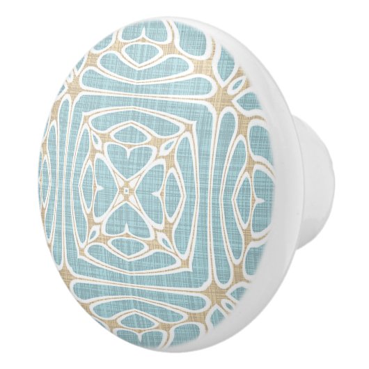 Greige Seafoam Green Taupe Brown Ethnic Stamm Art Keramikknauf (Rechts)