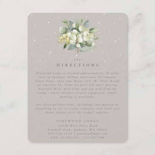 Greige Snowberry+Eucalyptus Bouquet Richtung Begleitkarte (Vorderseite)