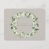 Greige Snowberry+Eucalyptus Bouquet Wedding Info Begleitkarte (Rückseite)