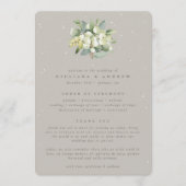 Greige Snowberry+Eucalyptus Bouquet Winter Wedding Programm (Vorderseite)