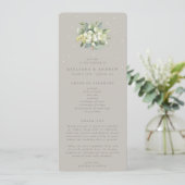 Greige Snowberry+Eucalyptus Bouquet Winter Wedding Programm (Stehend Vorderseite)