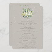Greige Snowberry+Eucalyptus Bouquet Winter Wedding Programm (Vorne/Hinten)