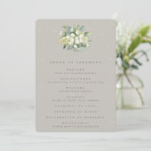 Greige Snowberry+Eucalyptus Bouquet Winter Wedding Programm (Stehend Vorderseite)