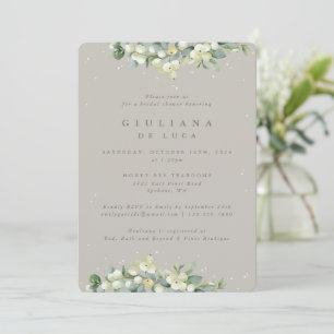 Greige Snowberry+Eucalyptus Brautparty Einladung