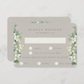 Greige Snowberry+Eucalyptus EATD Winter Wedding RSVP Karte (Vorne/Hinten)