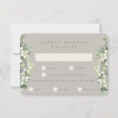 Greige Snowberry+Eucalyptus EATD Winter Wedding RSVP Karte (Vorderseite)