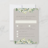 Greige Snowberry+Eucalyptus Ewedding RSVP Karte (Vorderseite)